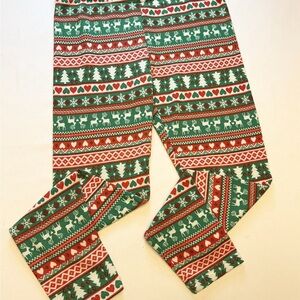 SO Festive Patterned Leggings - Red, Green, White
